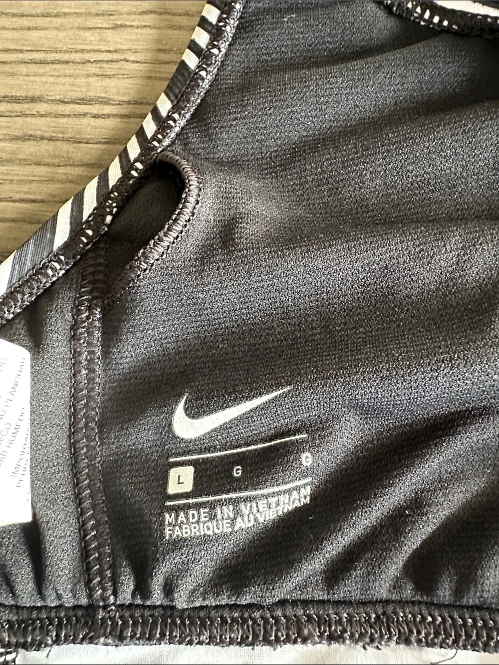 Nike Black & White Striped Tankini Top with Solid Black Bottom